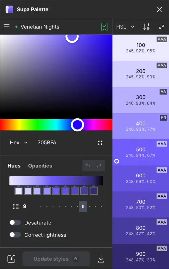 SupaPalette interface